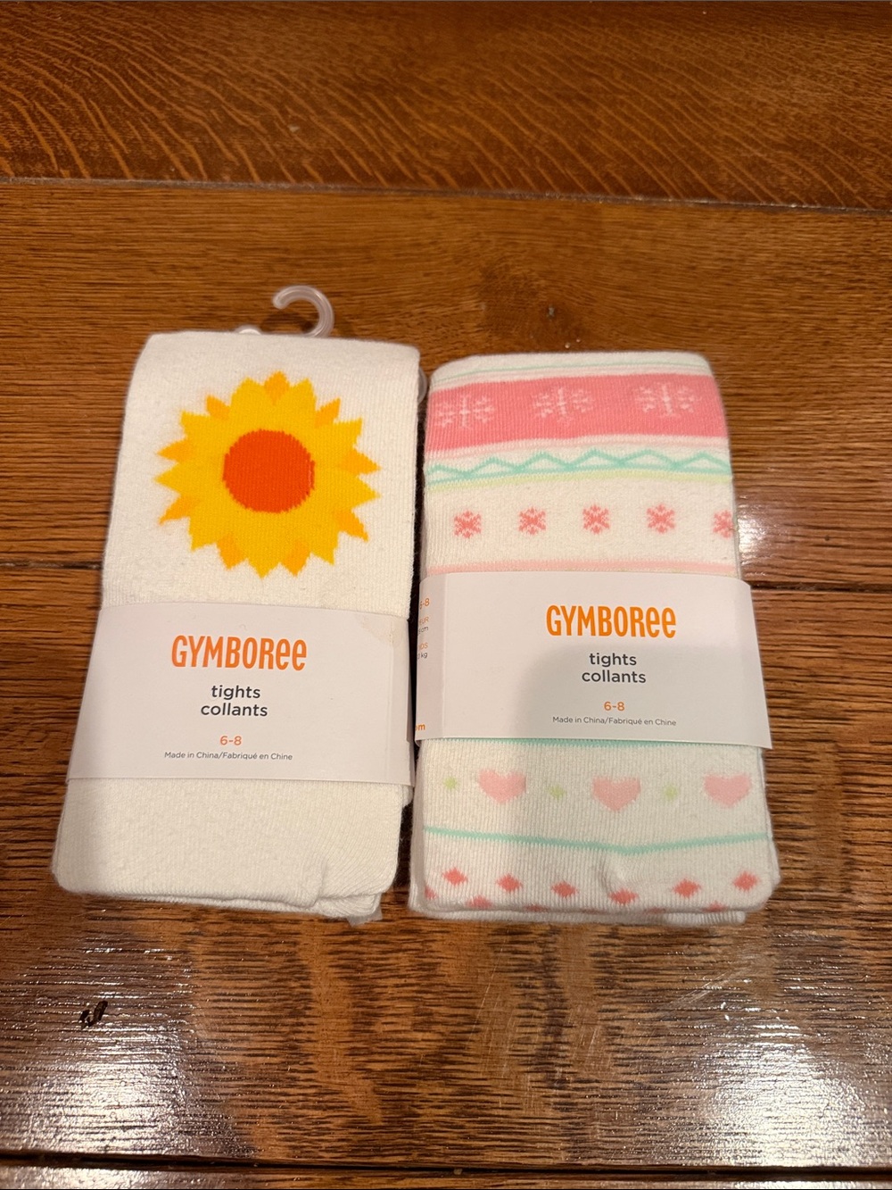 Gymboree Girls Tights - White with Yellow Sunflower & snowflake princess